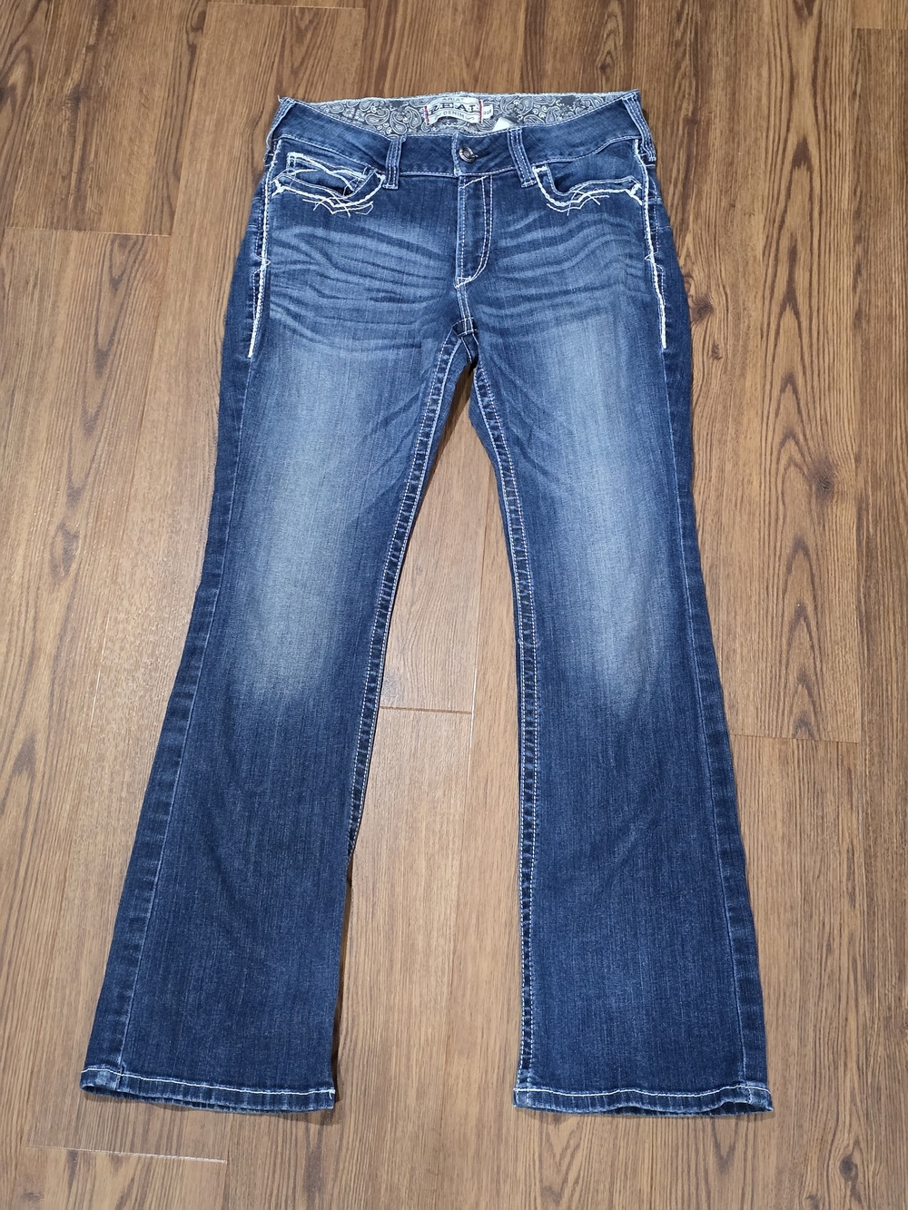 Ariat Women's Medium Blue Flared Jeans with Whisker Fade
